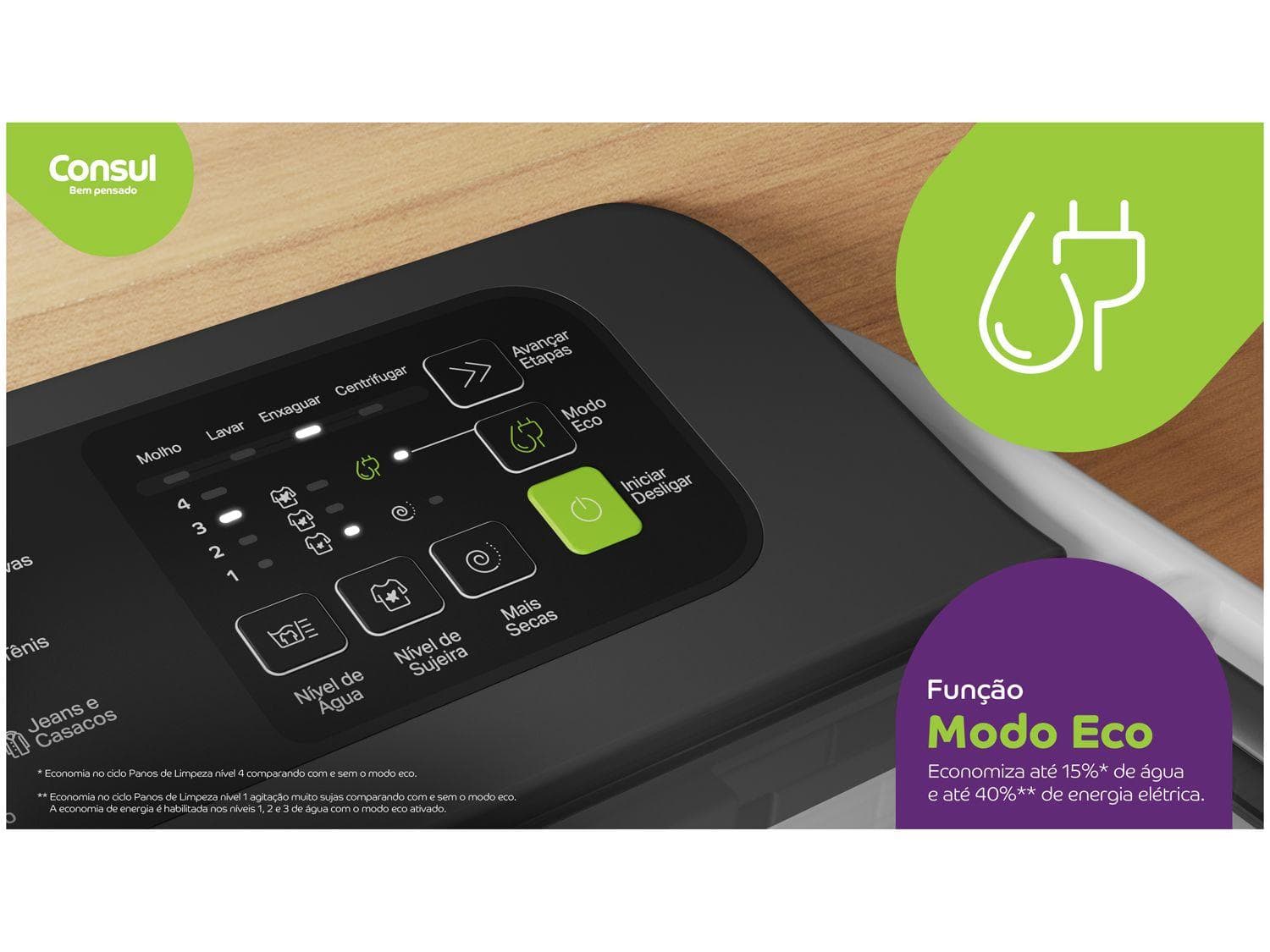 Máquina de Lavar Consul 15kg Cesto Inox com Modo Eco (CWN15AB) - imagem 3