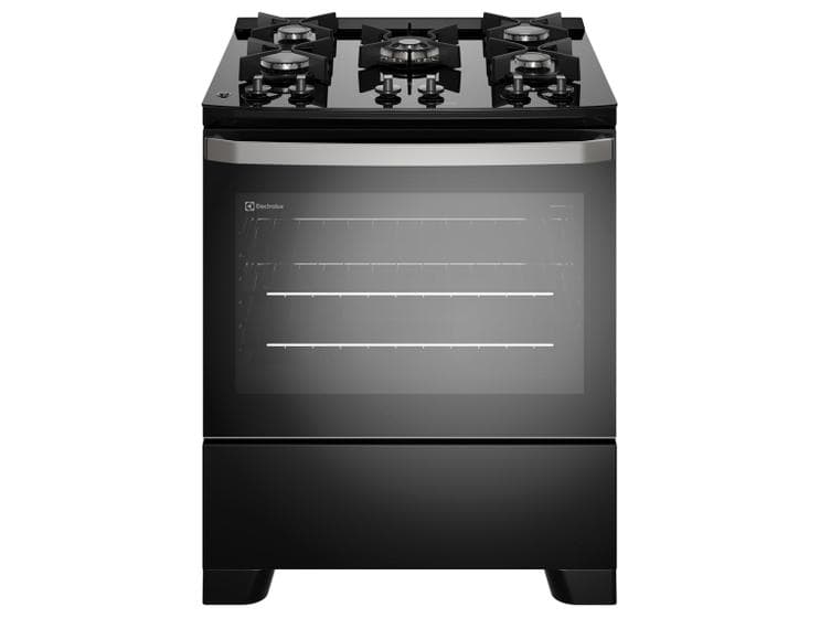 Fogão 5 Bocas Electrolux Inox Preto Mesa de Vidro Efficient FE5GB - imagem 1