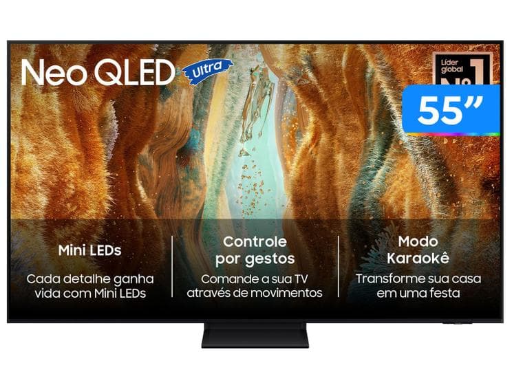 Smart TV Samsung Vision AI 55" Neo QLED 4K QN70F 2025 com Painel 144Hz e Mini LED